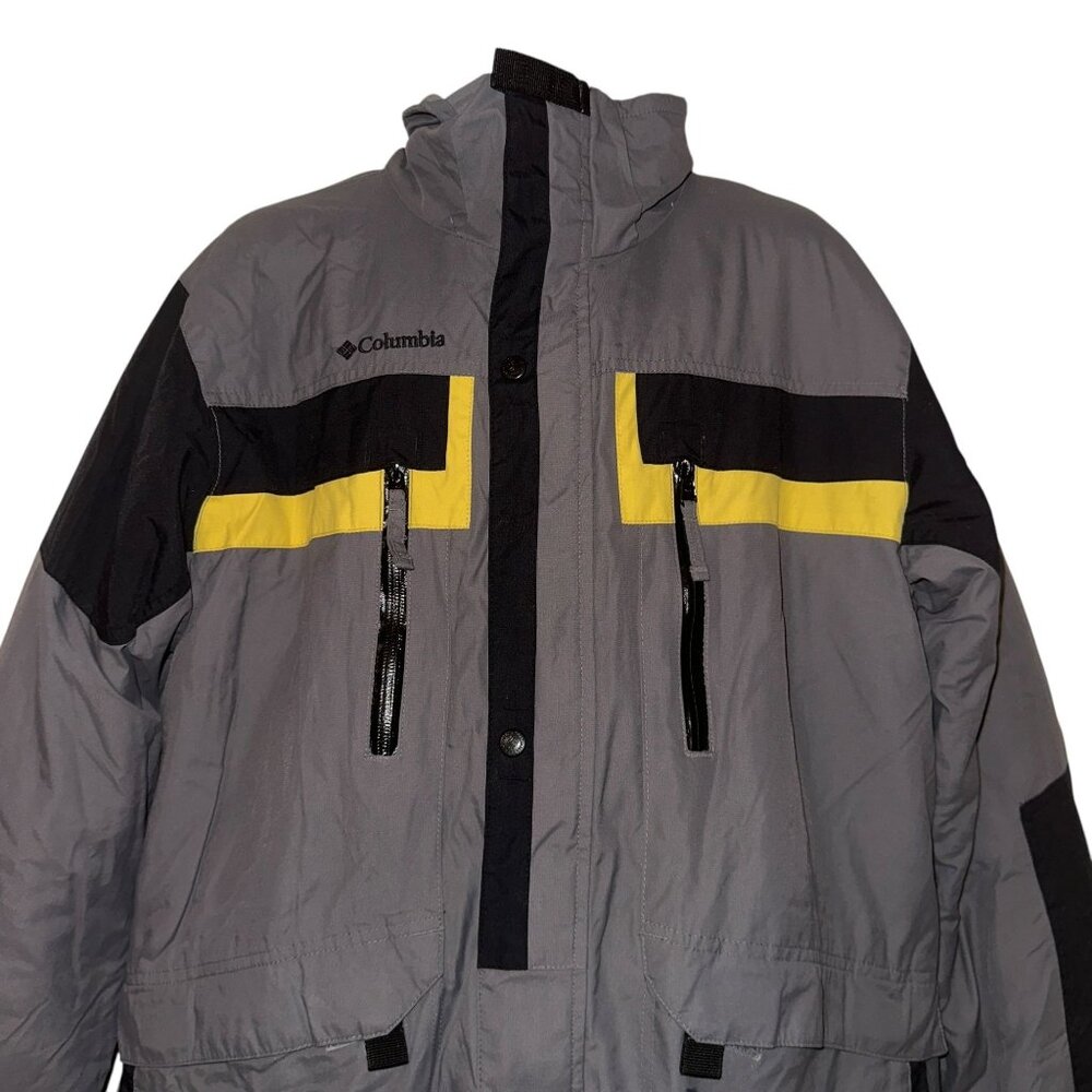 Columbia Winter Coat Big Boys 18 20 Gray Hooded Lined Insulation Pockets - Picture 2 of 11